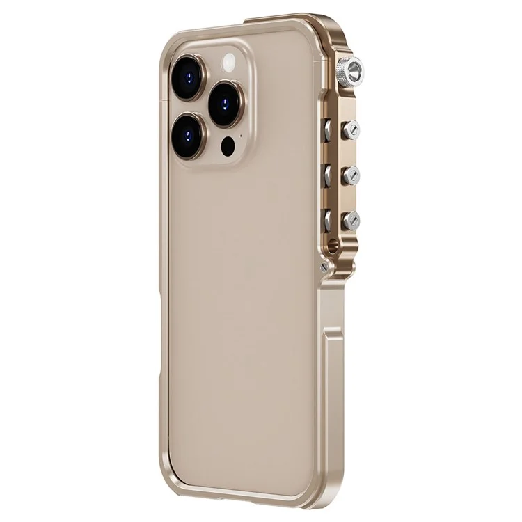 Для iPhone 15 Pro Защитный бампер Алюминиевый сплав Металлический каркас Чехол для телефона - Золотой