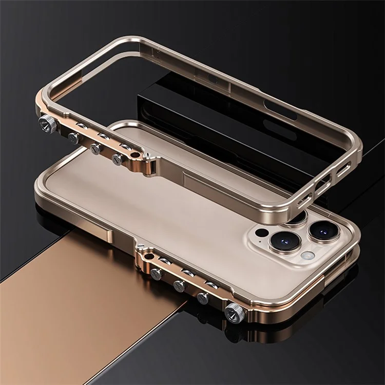 Для iPhone 15 Pro Защитный бампер Алюминиевый сплав Металлический каркас Чехол для телефона - Золотой