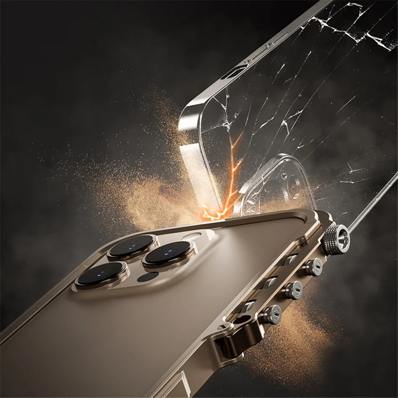 For iPhone 15 Pro Bumper Case Aluminum Alloy Metal Frame Phone Cover - Silver