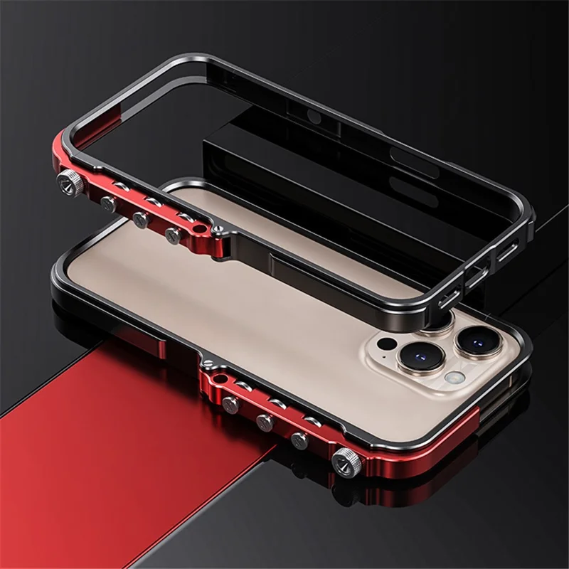 For iPhone 16 Pro Bumper Case Aluminum Alloy Metal Frame Phone Cover - Black