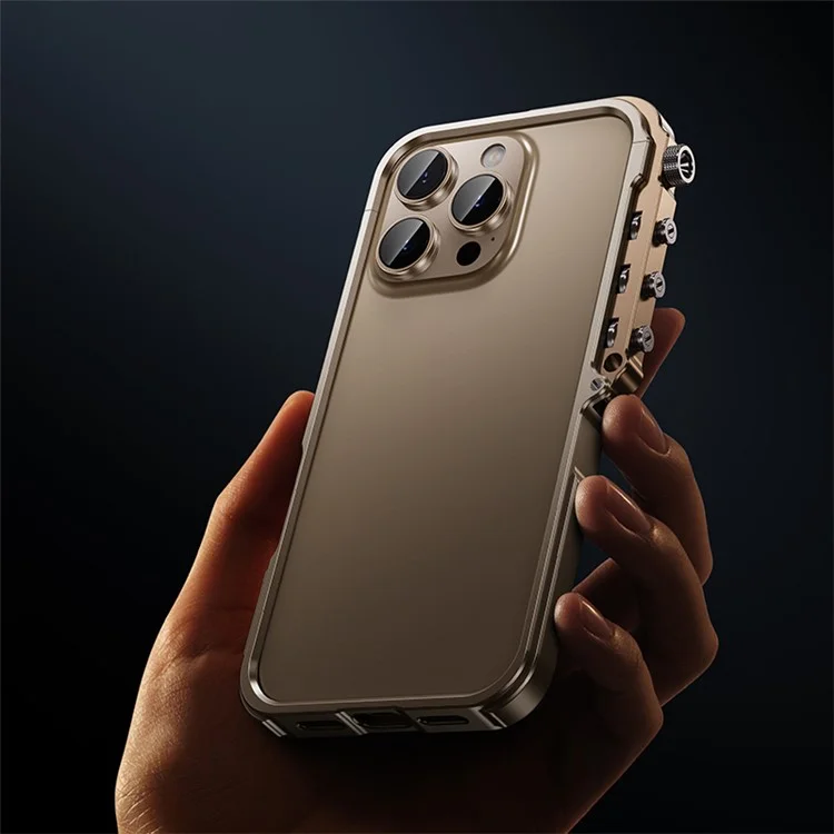For iPhone 16 Pro Max Bumper Case Aluminum Alloy Metal Frame Phone Cover - Black