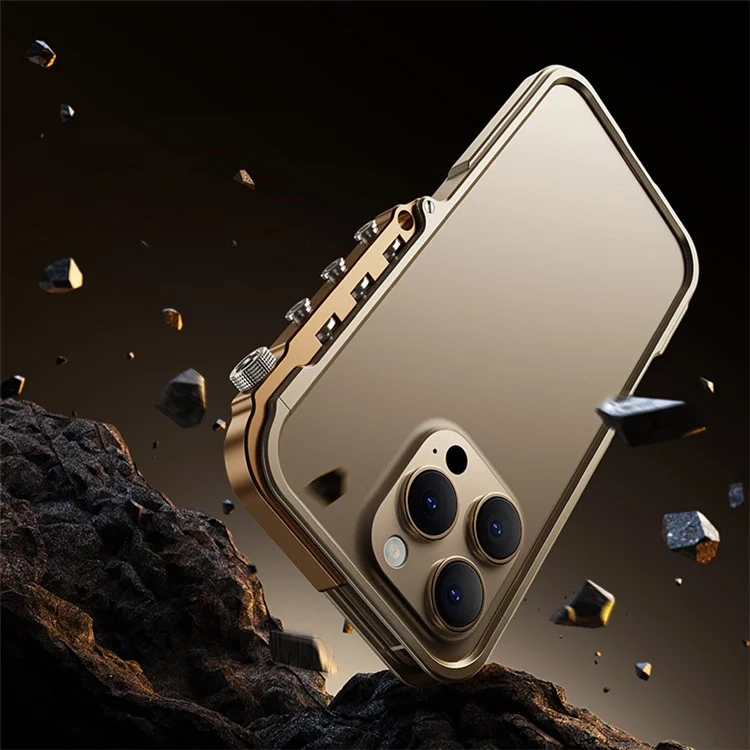 For iPhone 16 Pro Max Bumper Case Aluminum Alloy Metal Frame Phone Cover - Black