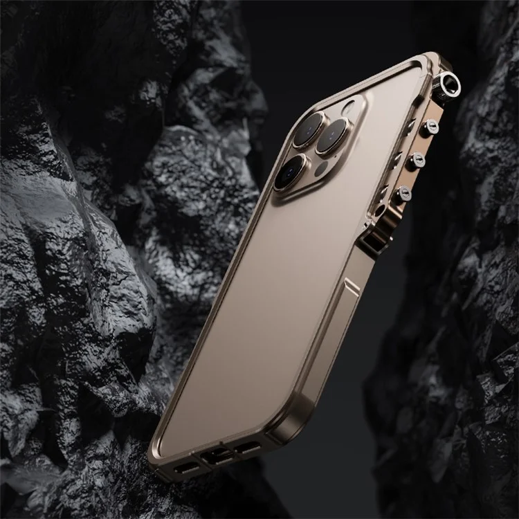 For iPhone 16 Pro Max Bumper Case Aluminum Alloy Metal Frame Phone Cover - Black