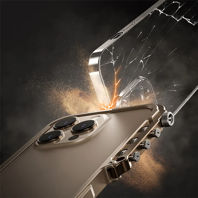 For iPhone 16 Pro Max Bumper Case Aluminum Alloy Metal Frame Phone Cover - Black