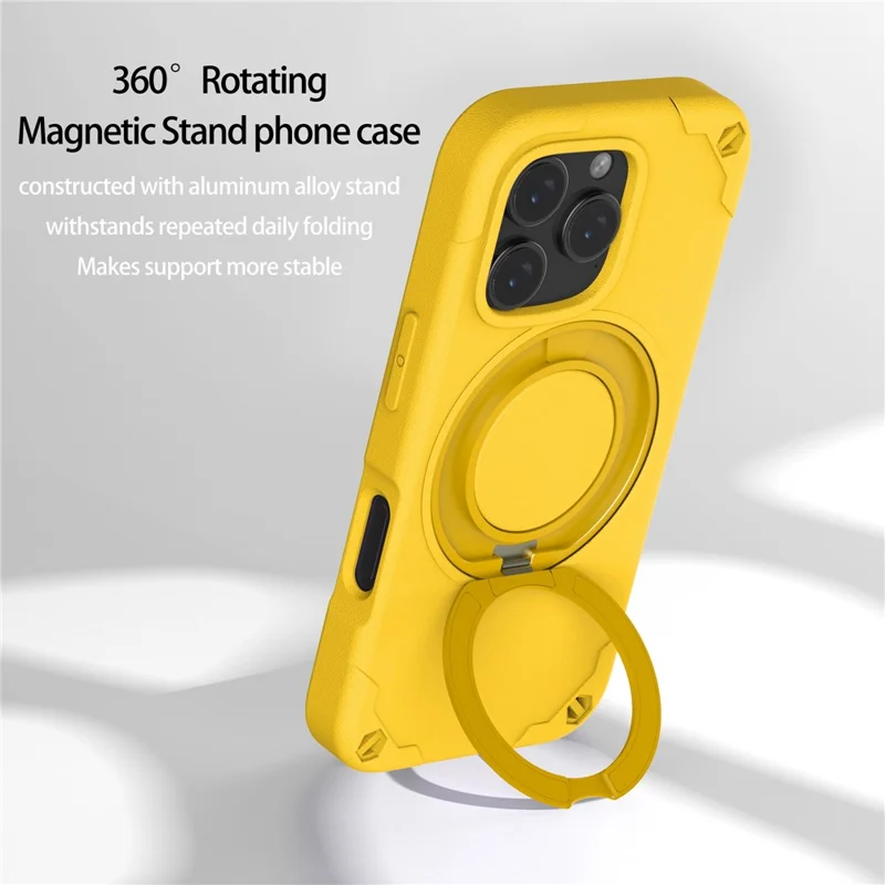 Capa para iPhone 16 Pro Max Compatível com MagSafe, EVA + Liga de Alumínio com Suporte de Apoio Estilo Mcg - Amarelo