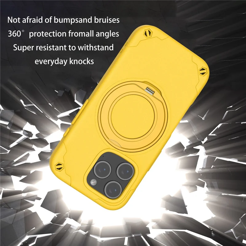 Capa para iPhone 16 Pro Max Compatível com MagSafe, EVA + Liga de Alumínio com Suporte de Apoio Estilo Mcg - Amarelo