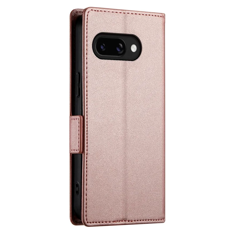 DF-010 For Google Pixel 9a Stand Case PU Leather Wallet Phone Cover - Rose Gold