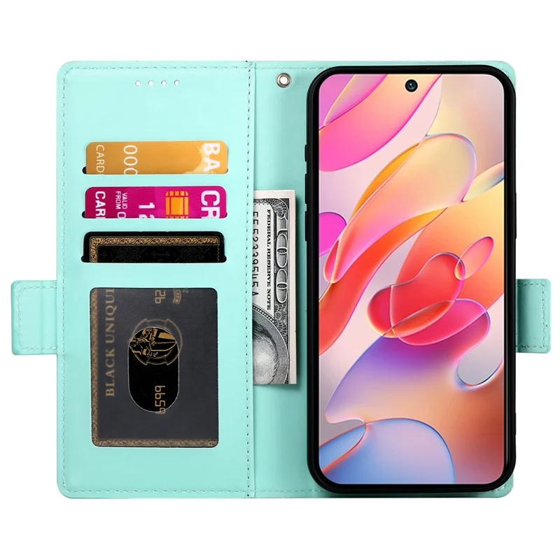 DF-010 For Samsung Galaxy A56 5G Stand Case PU Leather Wallet Phone Cover - Mint Green
