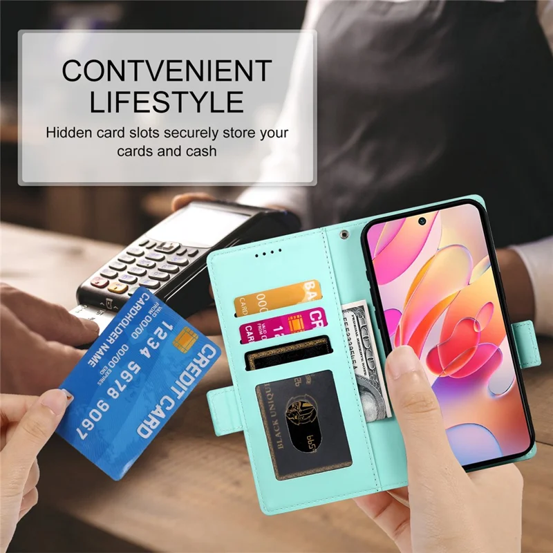 DF-010 For Samsung Galaxy A56 5G Stand Case PU Leather Wallet Phone Cover - Mint Green