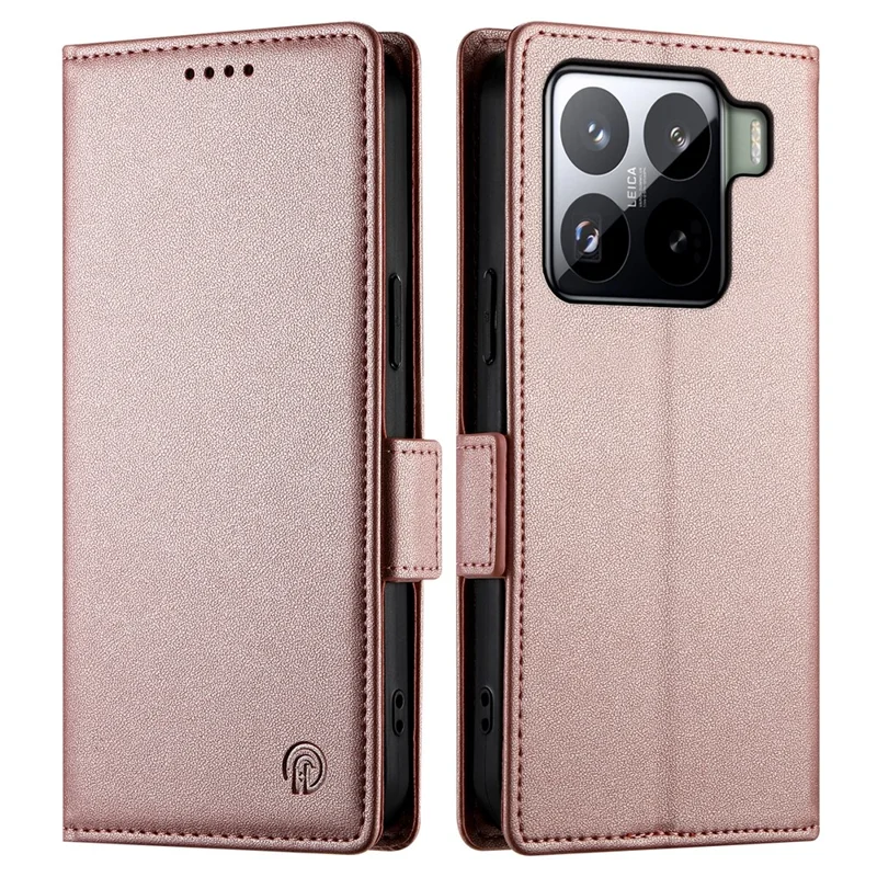 DF-010 For Xiaomi 15 Pro Stand Case PU Leather Wallet Phone Cover - Rose Gold