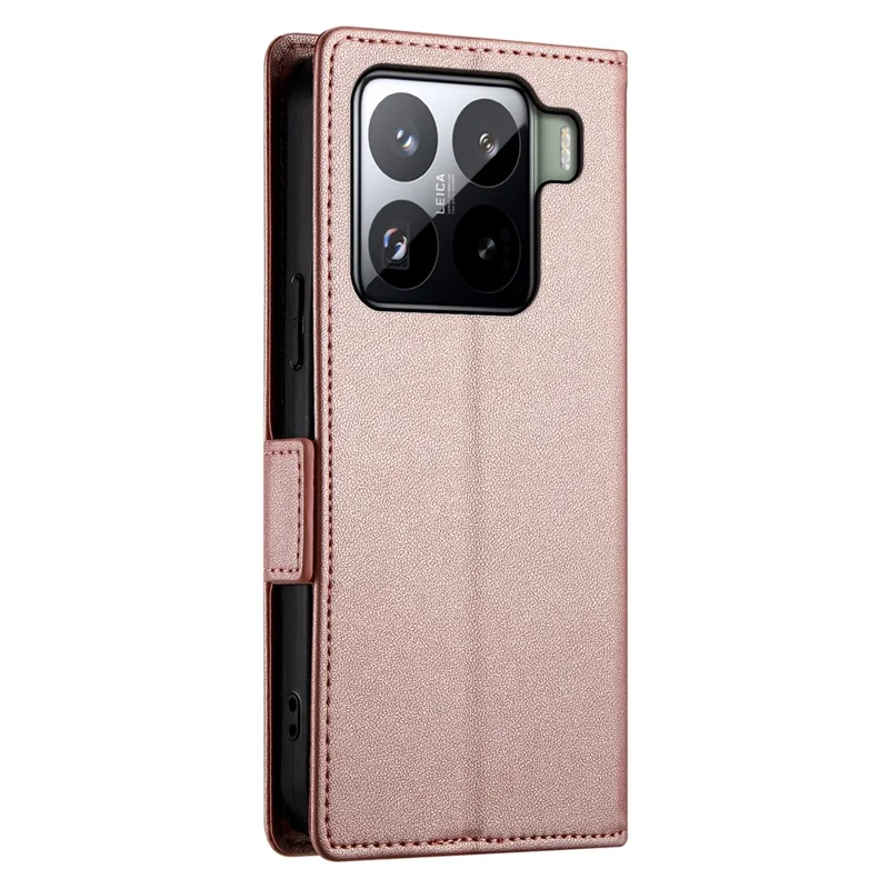 DF-010 For Xiaomi 15 Pro Stand Case PU Leather Wallet Phone Cover - Rose Gold