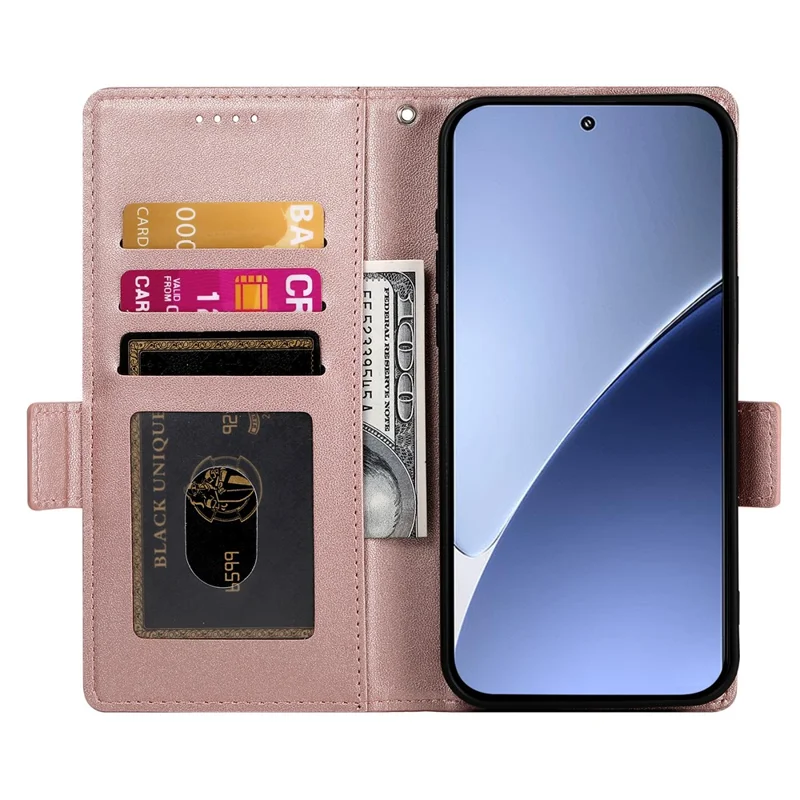 DF-010 For Xiaomi 15 Pro Stand Case PU Leather Wallet Phone Cover - Rose Gold