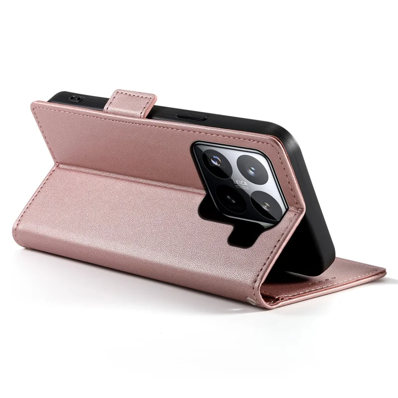 DF-010 For Xiaomi 15 Pro Stand Case PU Leather Wallet Phone Cover - Rose Gold