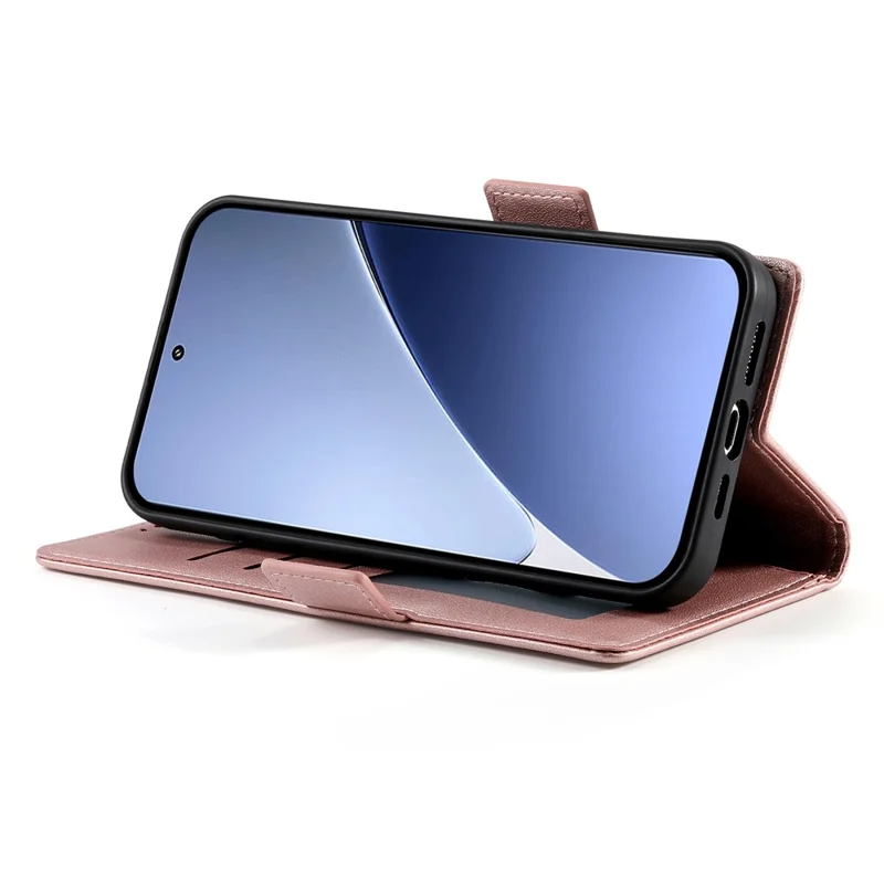 DF-010 For Xiaomi 15 Pro Stand Case PU Leather Wallet Phone Cover - Rose Gold