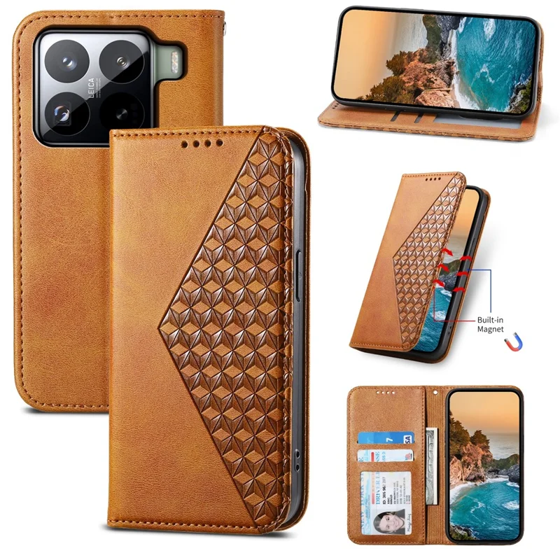 For Xiaomi 15 Pro Case Calf Texture PU Leather Phone Cover with Wallet - Yellow