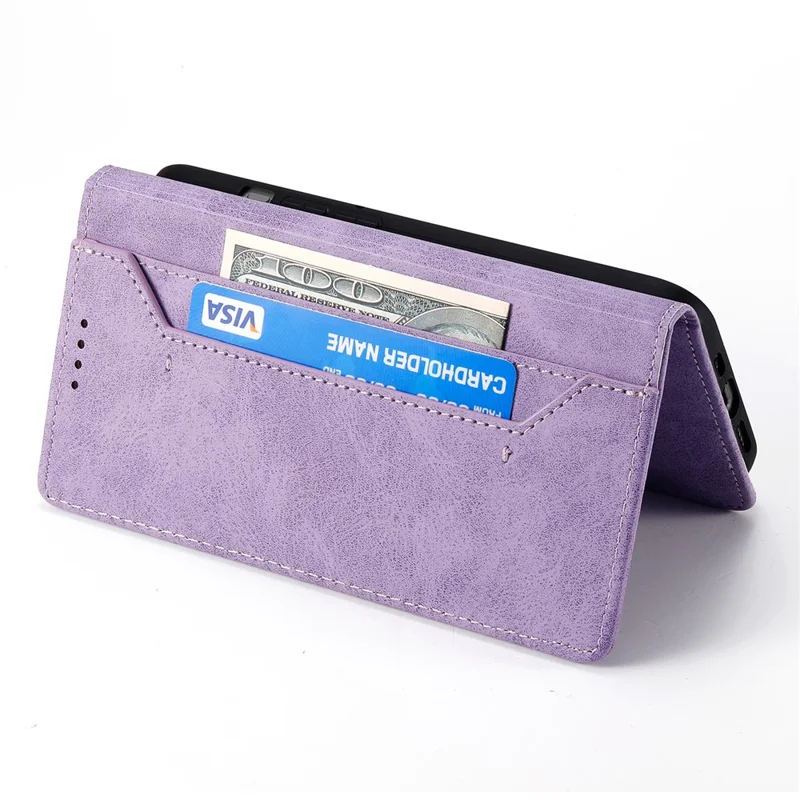 DF-05 For Samsung Galaxy A56 5G Wallet Case RFID Blocking PU Leather Phone Cover - Purple