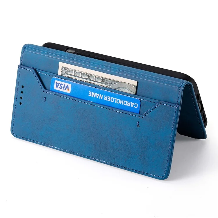 Capa carteira de couro PU com bloqueio RFID para Xiaomi 15 Pro - Azul