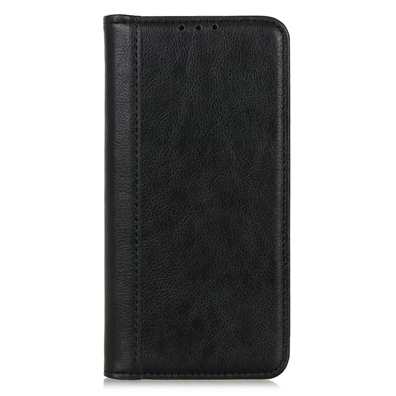 Funda tipo cartera de cuero grano de litchi con soporte para Samsung Galaxy A56 5G - Negro