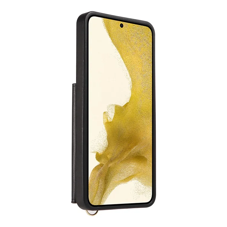 Für Samsung Galaxy S22+ 5G Umhängetaschen-Handyhülle mit Kartenfach, Ständer, Lederüberzug und TPU-Abdeckung - Schwarz