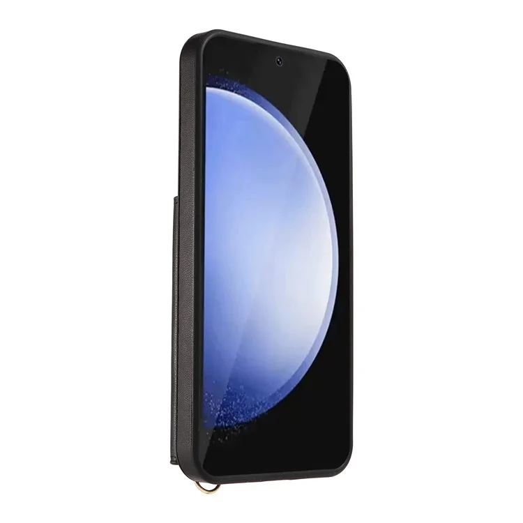Für Samsung Galaxy S24 FE Crossbody Handyhülle mit Kartenfach, Ständer, Lederüberzug und TPU-Abdeckung - Schwarz