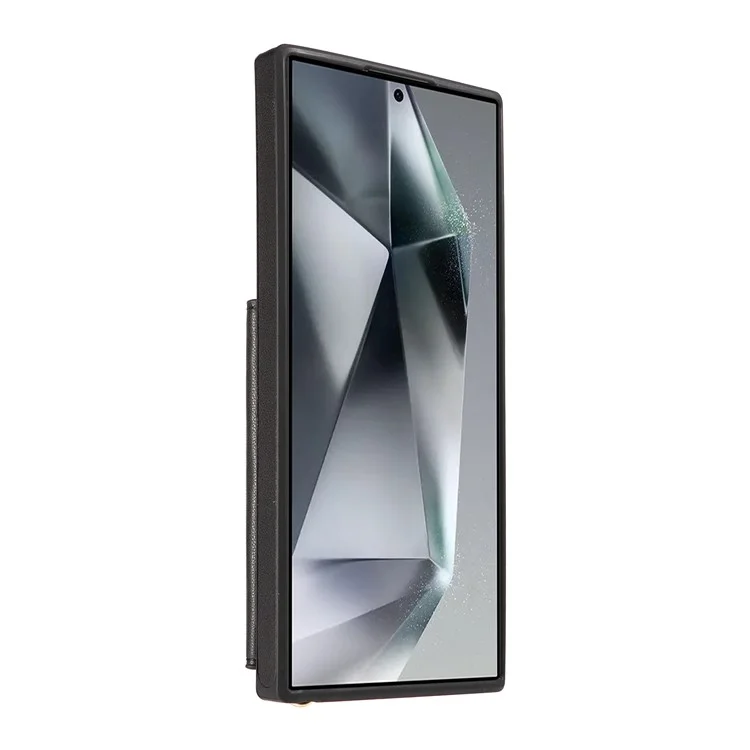 Étui de téléphone bandoulière avec porte-cartes et support pour Samsung Galaxy S25 Ultra - Noir