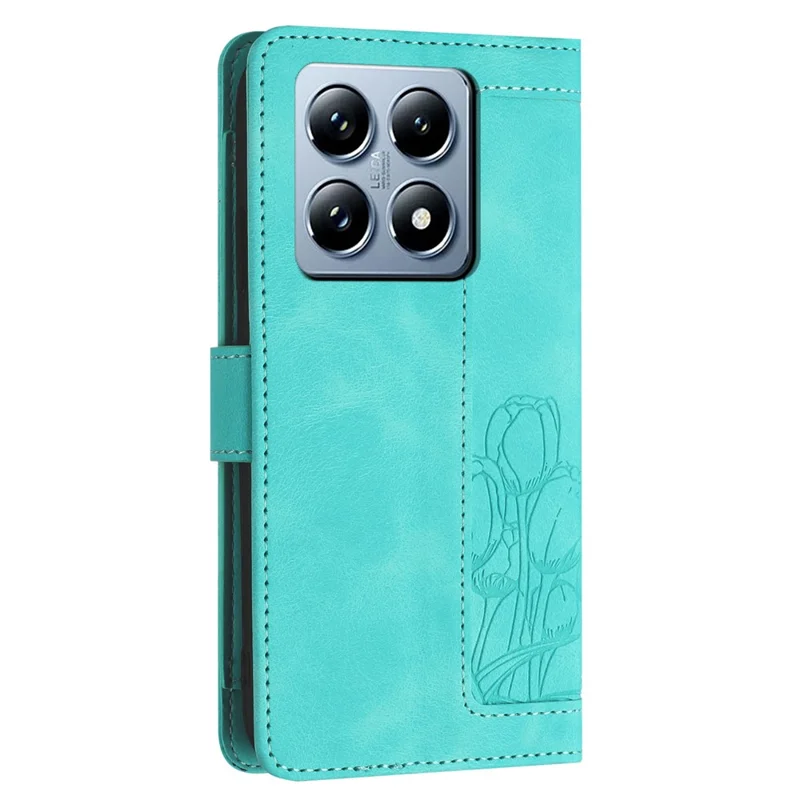 Чехол-кошелек для телефона Xiaomi 14T Pro с отделениями для 5 карт, кожаный - зеленый