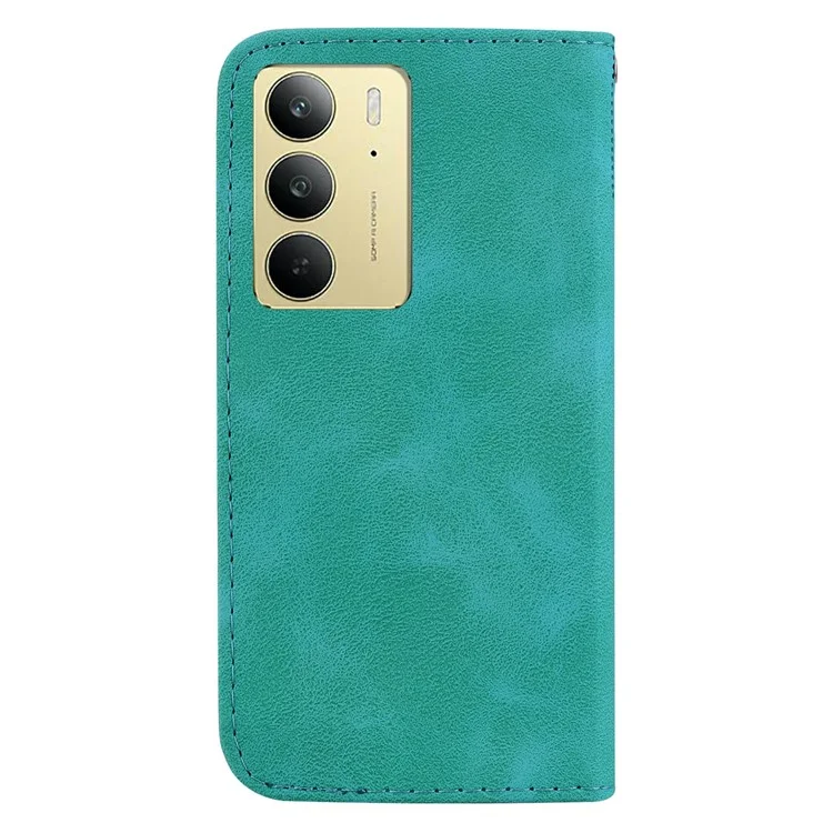 Funda con soporte para Realme C75 con estampado en forma de 7 y cubierta de cuero - Verde