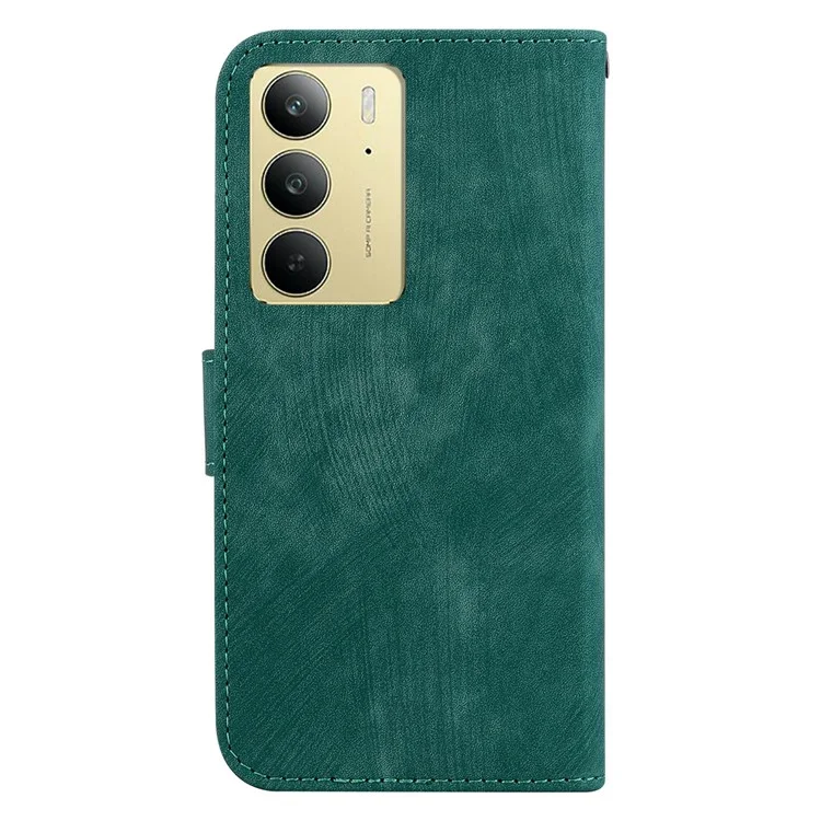 Funda de cartera para Realme C75 con estampado de tigre, de cuero y a prueba de golpes - Verde