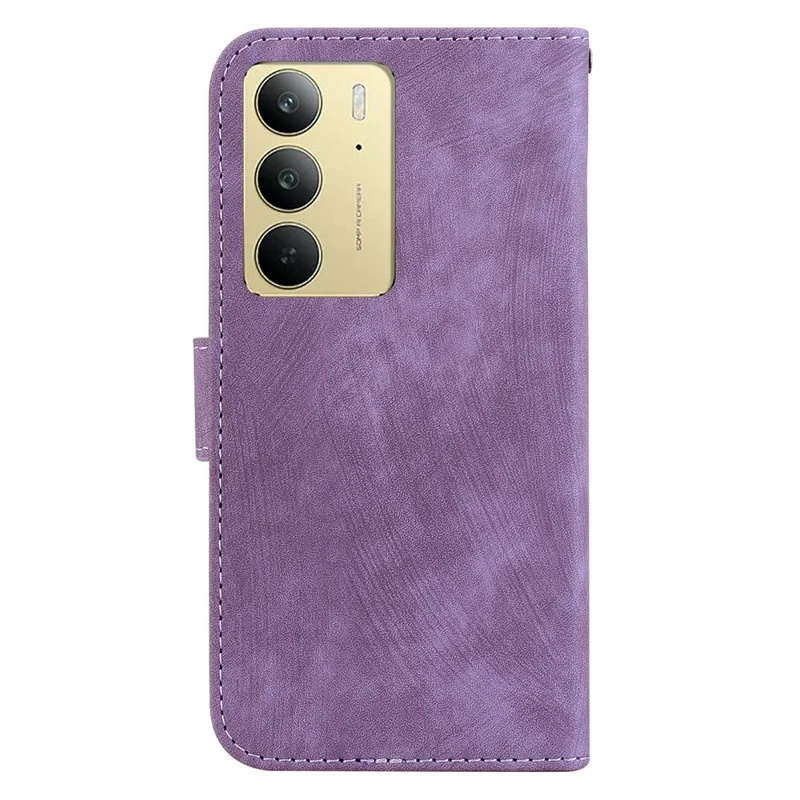 For Realme C75 4G Wallet Case Tiger Imprint Leather Shockproof Phone Cover - Purple
