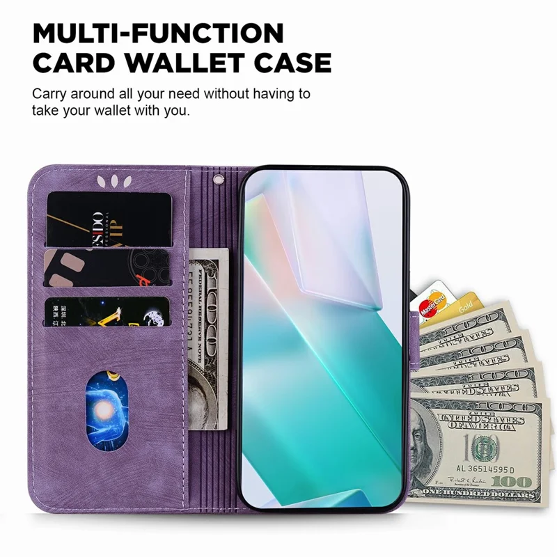 For Realme C75 4G Wallet Case Tiger Imprint Leather Shockproof Phone Cover - Purple