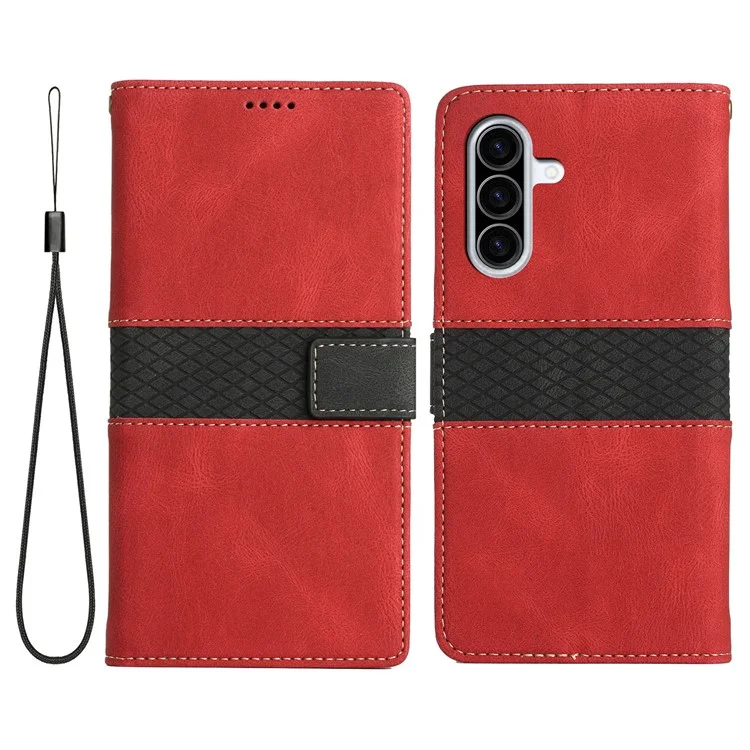 Capa de couro com divisórias e suporte para Samsung Galaxy A36 5G - Vermelha