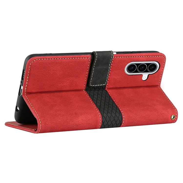 Capa de couro com divisórias e suporte para Samsung Galaxy A36 5G - Vermelha