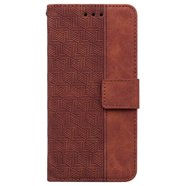Für Realme C75 Hülle Geometriemuster Leder Geldbörse Handyhülle - Braun