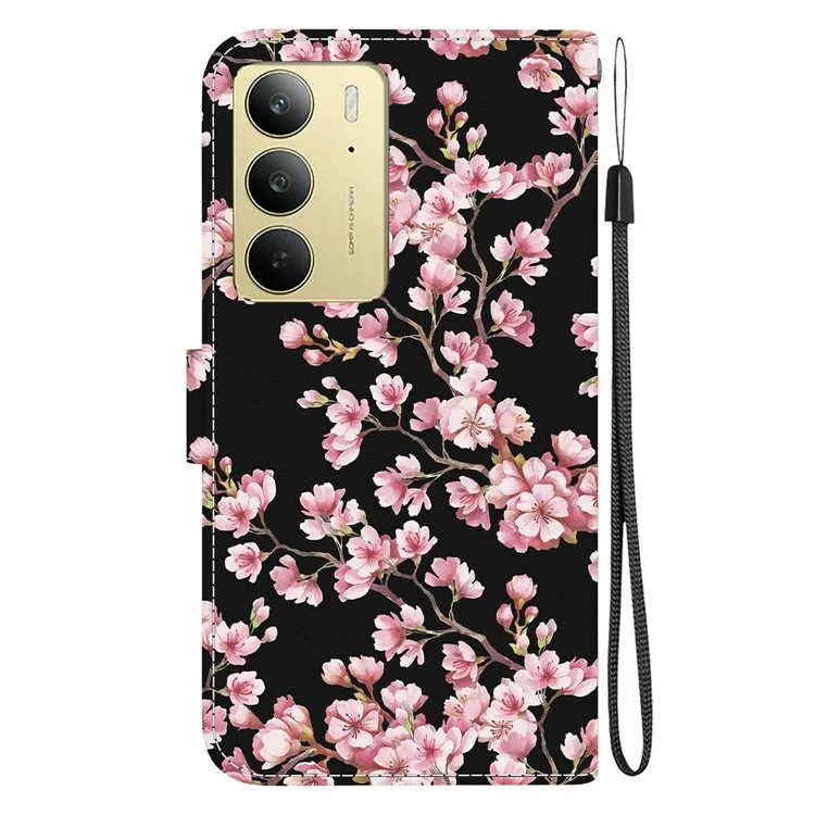 For Realme C75 4G Wallet Phone Case Anti-Drop Leather Flip Cover Pattern Printing - Plum Blossom