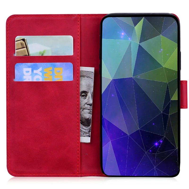 For Realme C75 4G Stand Case PU Leather Phone Cover Butterfly Printed - Red