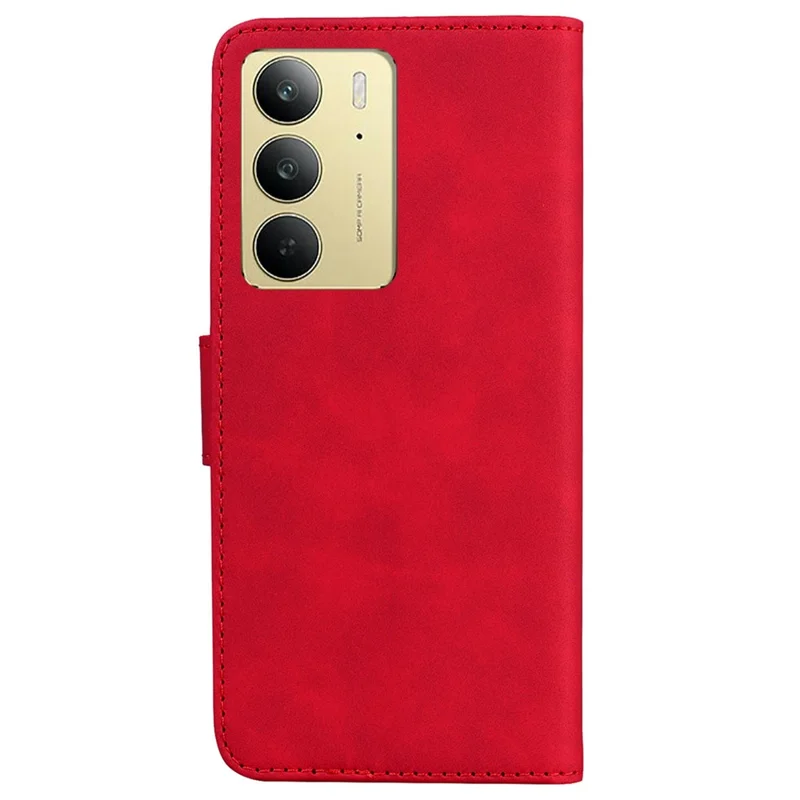 For Realme C75 4G Stand Case PU Leather Phone Cover Butterfly Printed - Red