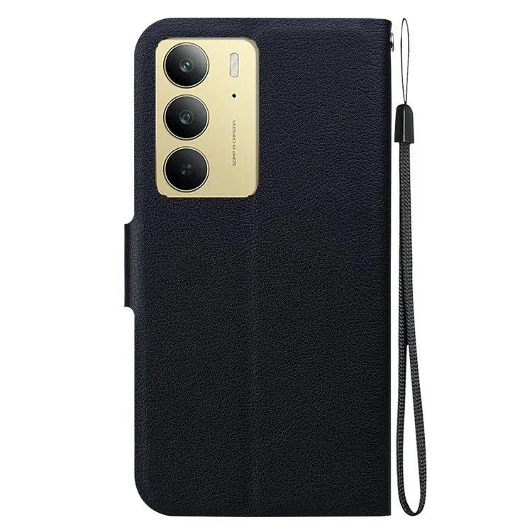 Для Realme C75 Чехол ультратонкий из PU-кожи + TPU чехол для телефона с отделением для карт - Черный