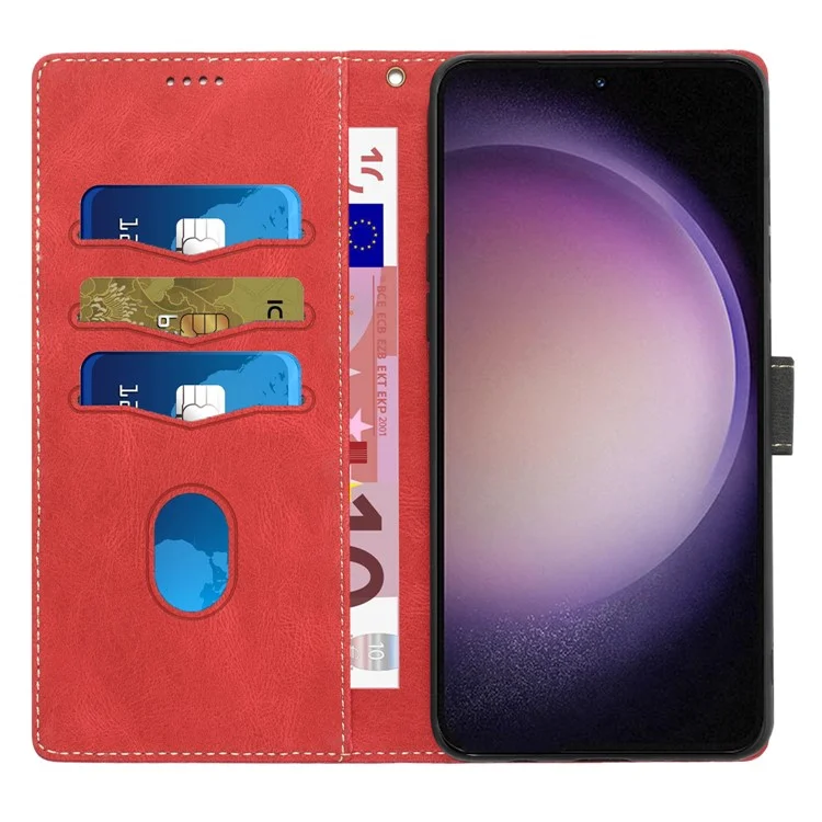 Funda de cuero con ranuras y soporte para Google Pixel 9 Pro XL - Rojo