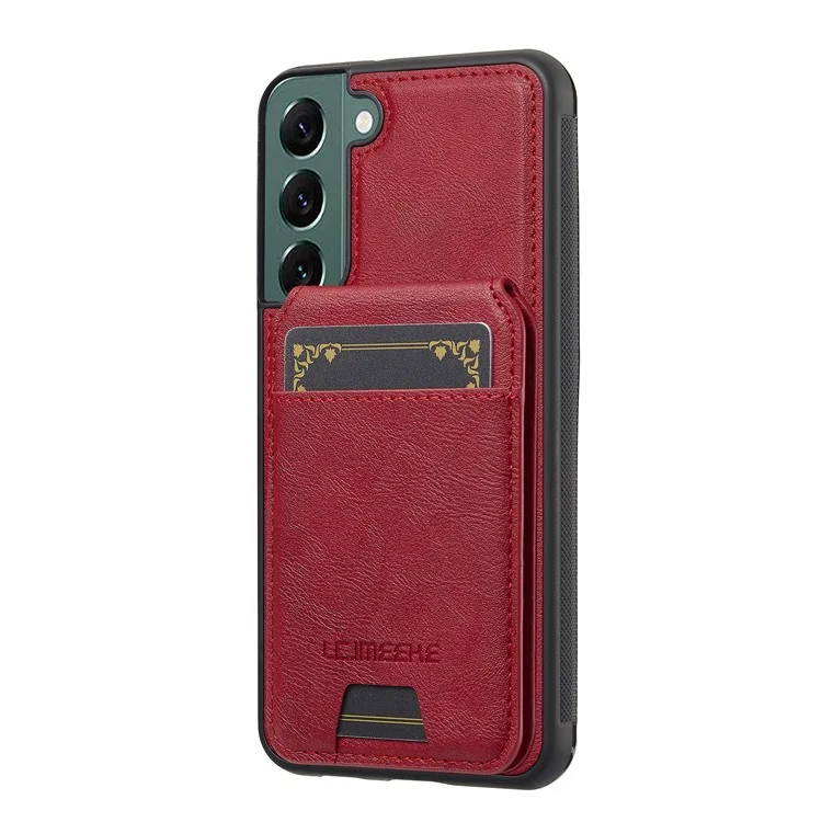 Étui magnétique amovible pour Samsung Galaxy S22 5G LC.IMEEKE L3 avec porte-cartes en cuir et TPU - Rouge