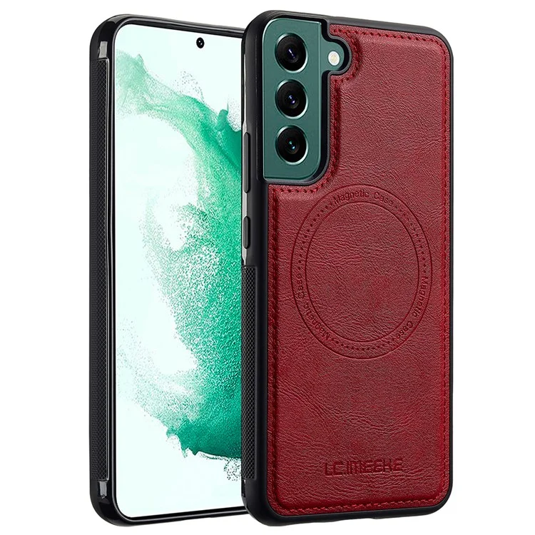 LC.IMEEKE Магнитный чехол для Samsung Galaxy S22 5G, совместимый с MagSafe, кожаный TPU-чехол - Красный