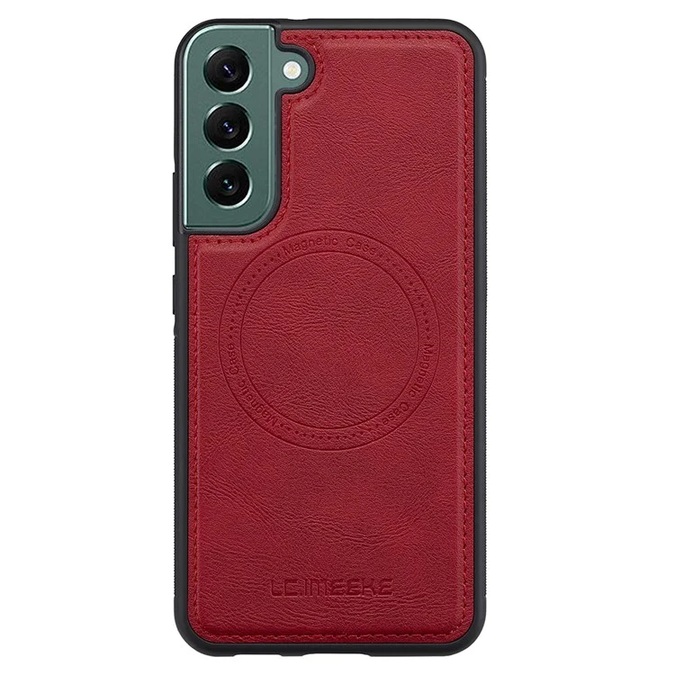 LC.IMEEKE Магнитный чехол для Samsung Galaxy S22 5G, совместимый с MagSafe, кожаный TPU-чехол - Красный