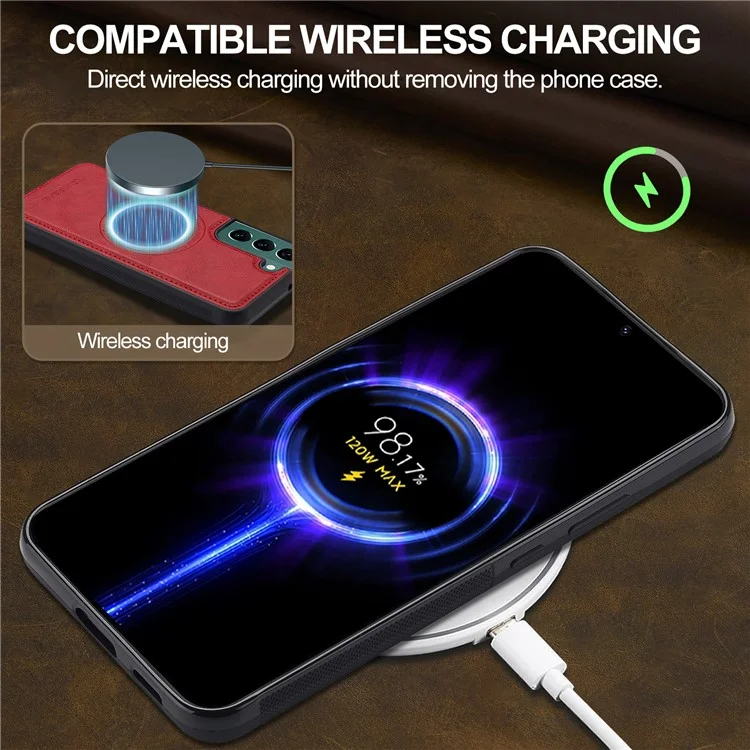 LC.IMEEKE Магнитный чехол для Samsung Galaxy S22 5G, совместимый с MagSafe, кожаный TPU-чехол - Красный