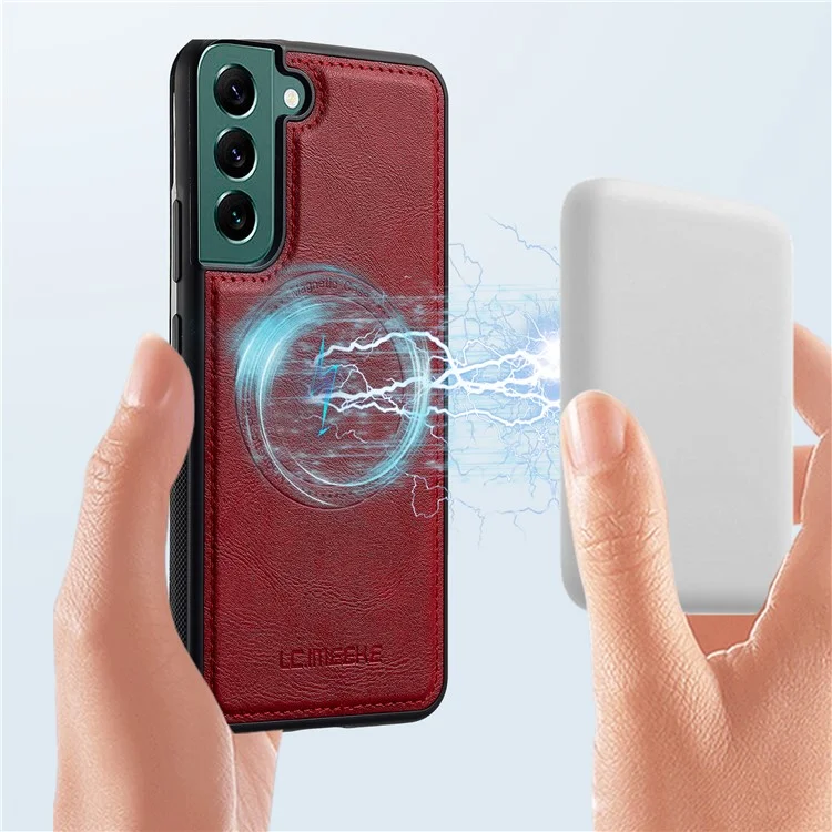 LC.IMEEKE Магнитный чехол для Samsung Galaxy S22 5G, совместимый с MagSafe, кожаный TPU-чехол - Красный
