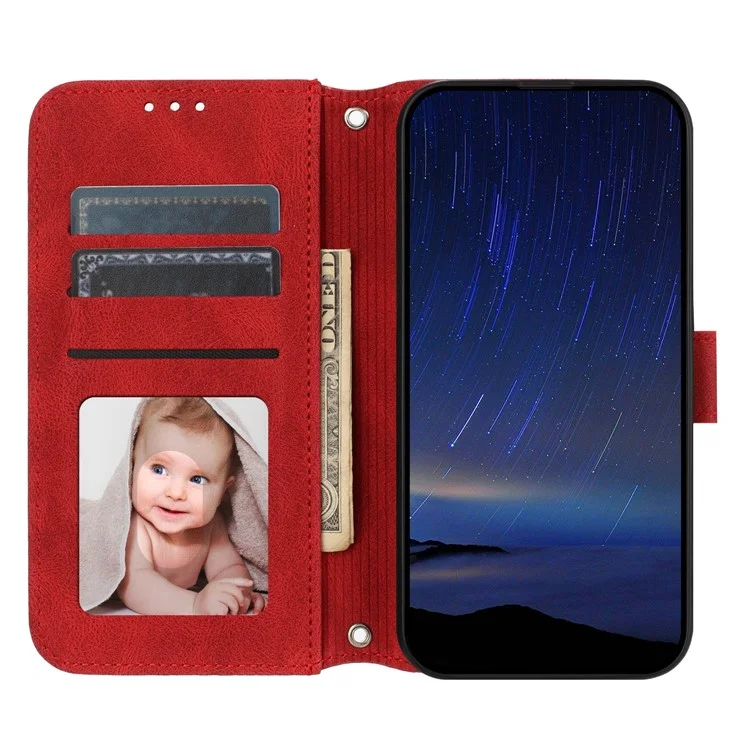 Coque portefeuille en cuir texturé pour Huawei Mate 70 Pro / Mate 70 Pro+ - Rouge