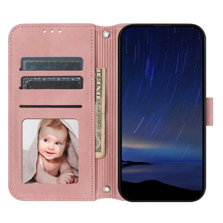 For Huawei Mate 70 Pro / Mate 70 Pro+ Case Wallet Skin-Touch Leather Imprinted Phone Cover - Pink