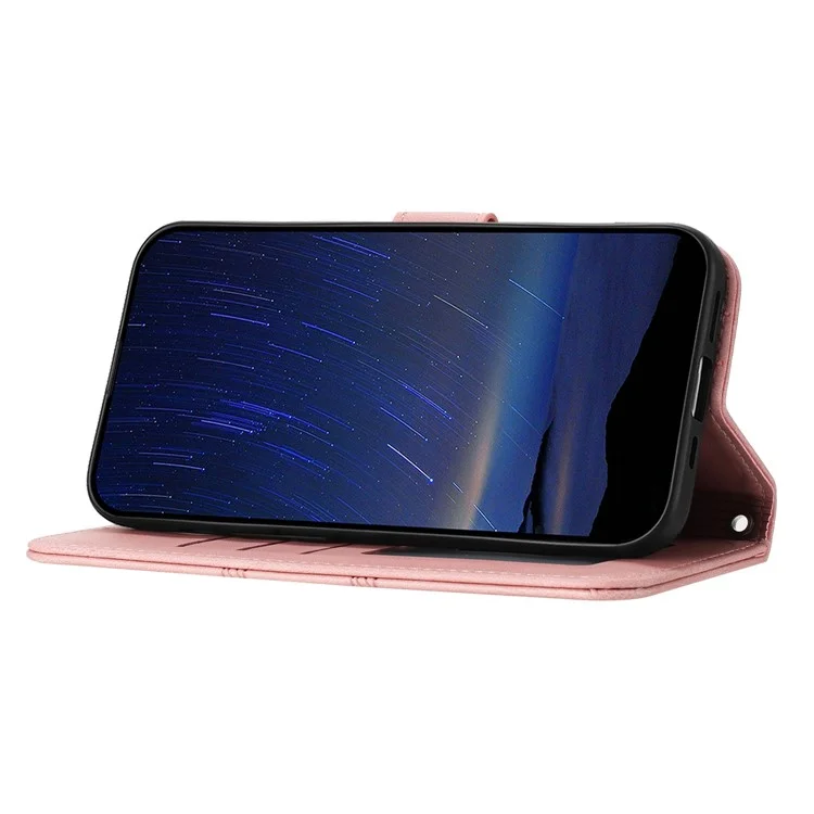 For Huawei Mate 70 Pro / Mate 70 Pro+ Case Wallet Skin-Touch Leather Imprinted Phone Cover - Pink