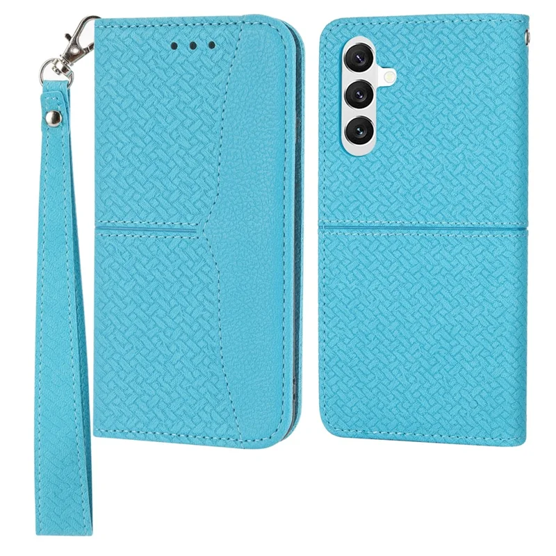Für Samsung Galaxy A26 5G Hülle Gewebte Textur PU-Leder Brieftasche Handyhülle - Blau