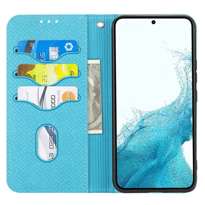 Für Samsung Galaxy A26 5G Hülle Gewebte Textur PU-Leder Brieftasche Handyhülle - Blau