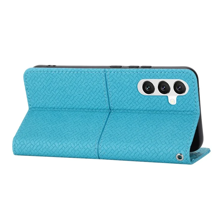 Für Samsung Galaxy A26 5G Hülle Gewebte Textur PU-Leder Brieftasche Handyhülle - Blau