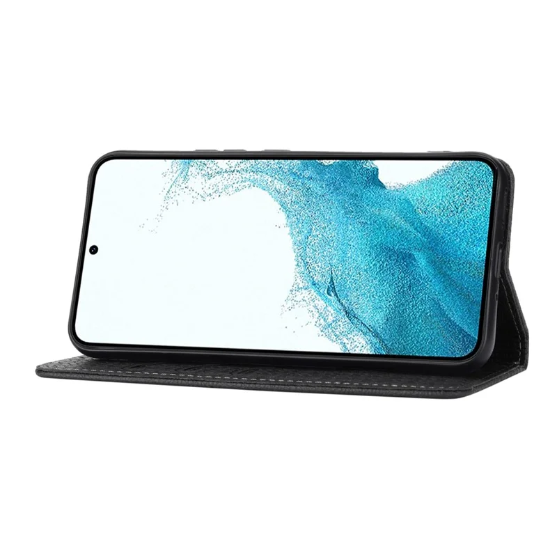 For Samsung Galaxy A56 5G Case Woven Texture PU Leather Wallet Phone Cover - Black